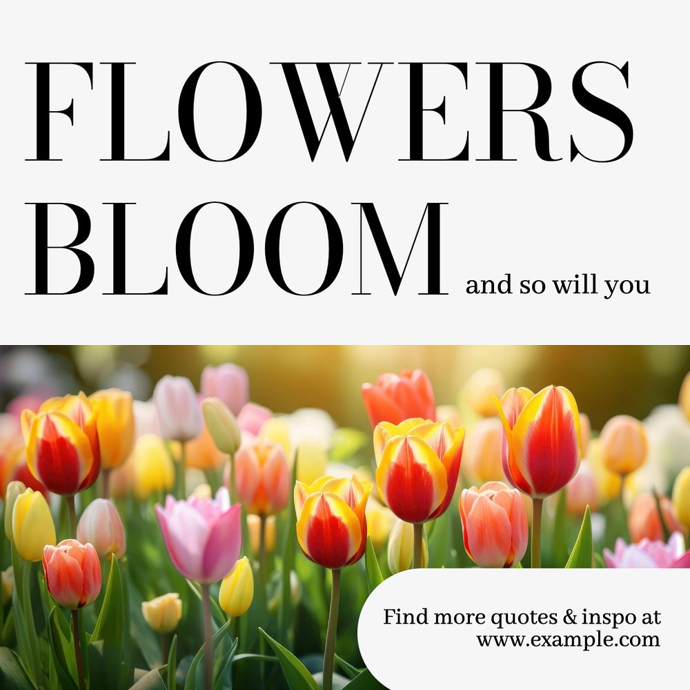 Flowers bloom Instagram post template, editable text