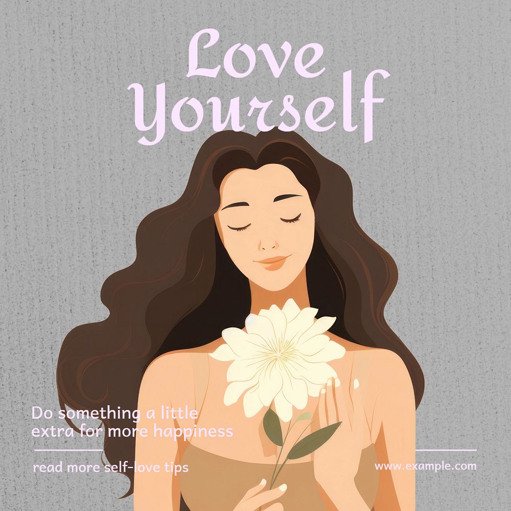 Love yourself Instagram post template, editable text