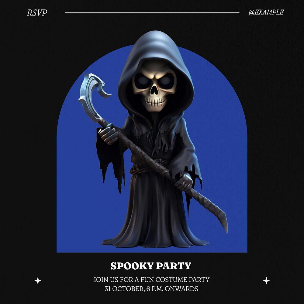 Halloween party Instagram post template, editable text