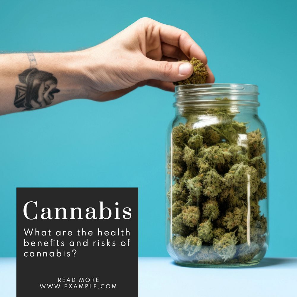 Cannabis Instagram post template, editable text