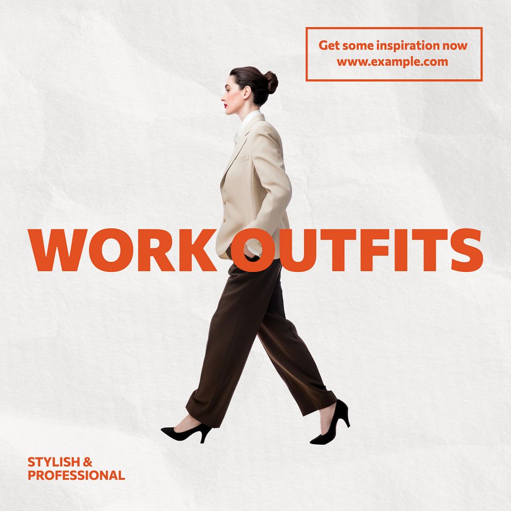 Work outfit Instagram post template, editable text