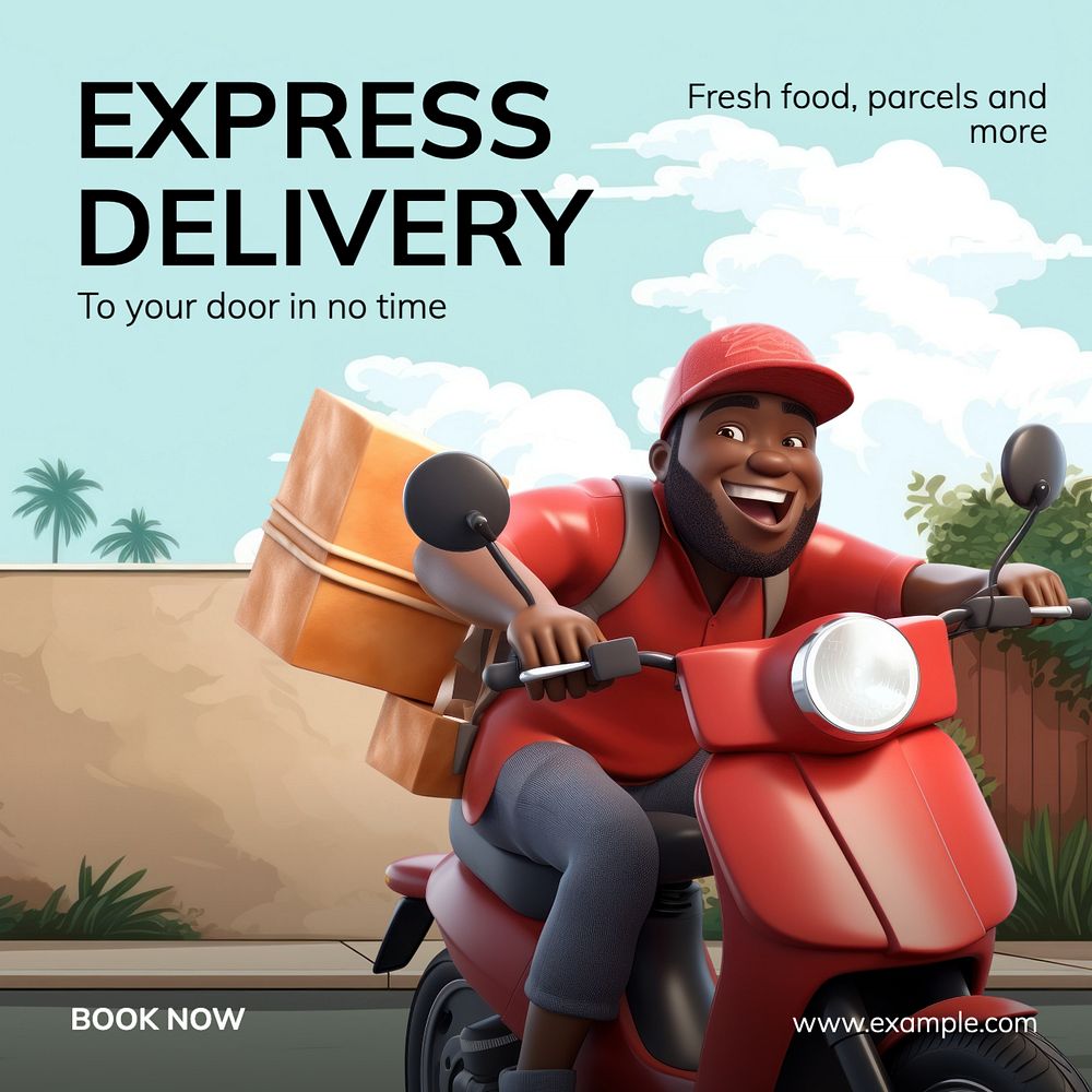 Express delivery Instagram post template, editable text