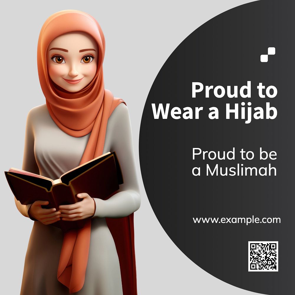 Hijab Instagram post template, editable text