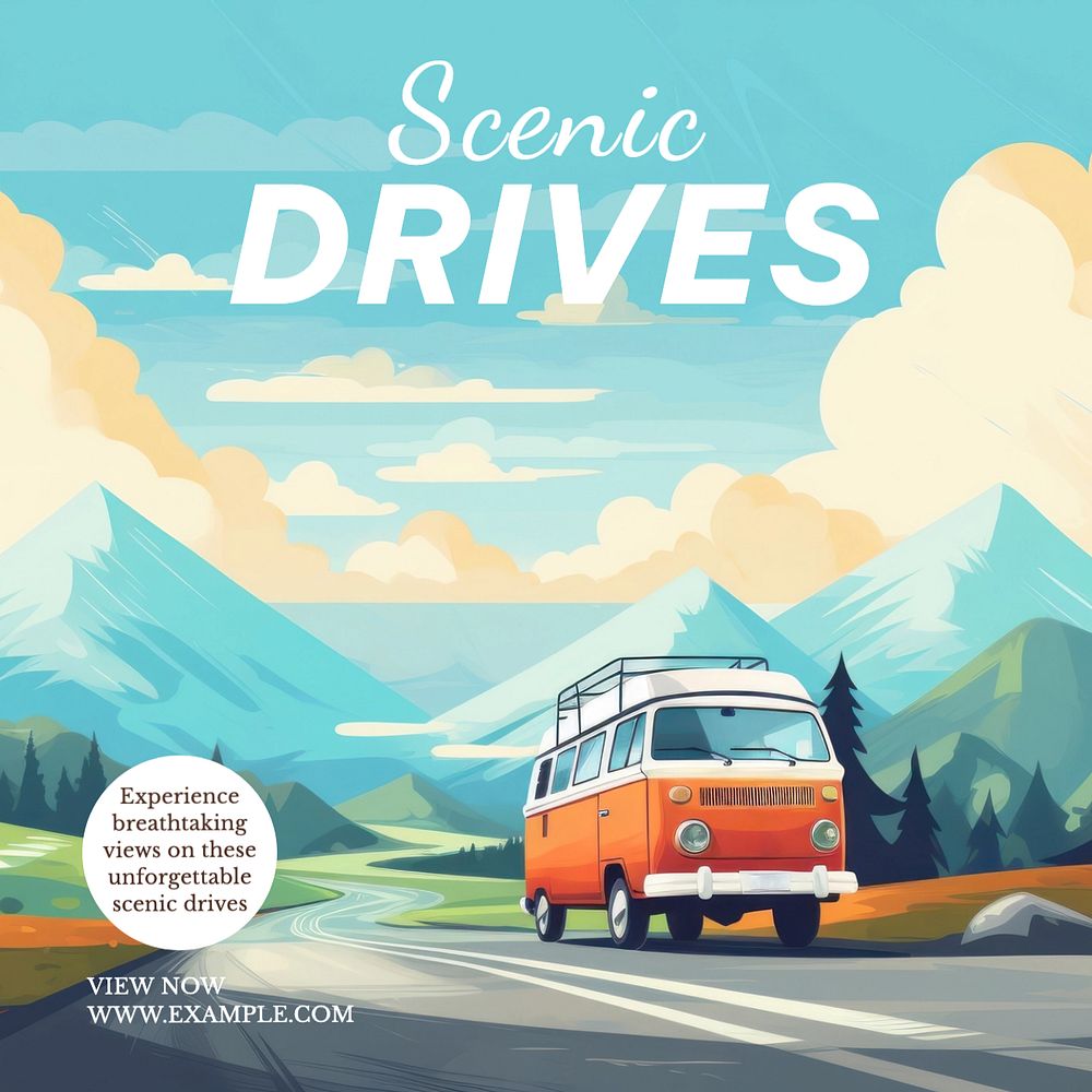 Scenic drives Instagram post template, editable text