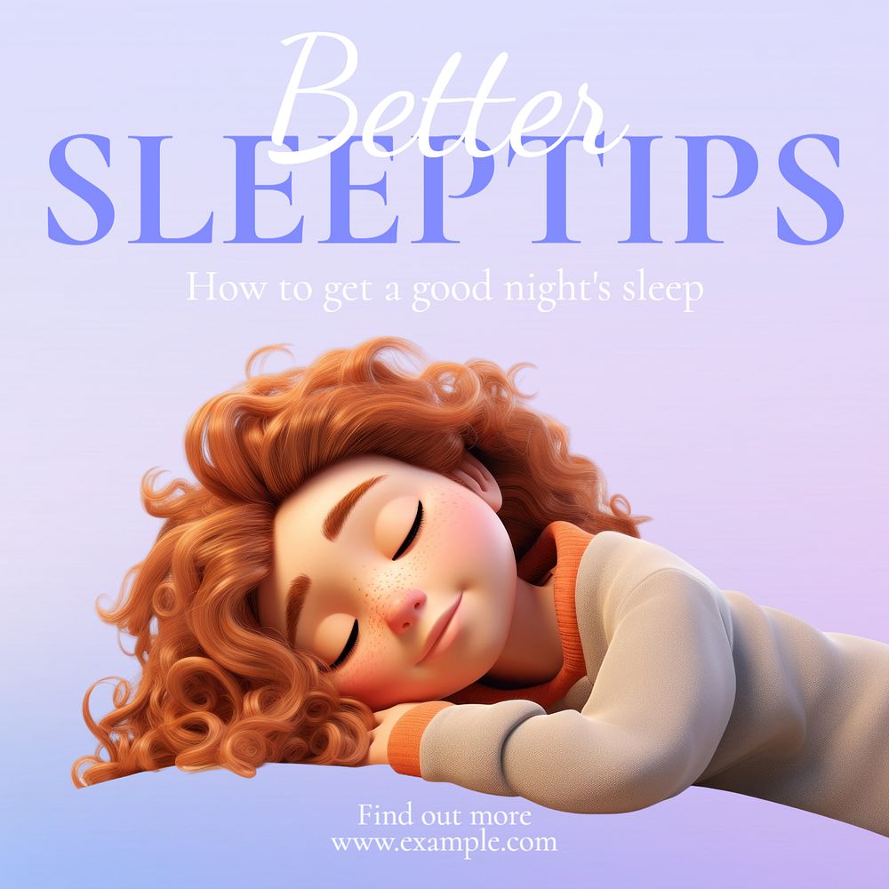 Better sleep tips Instagram post template, editable text