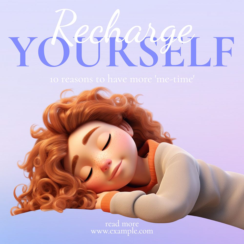 Recharge yourself Instagram post template, editable text