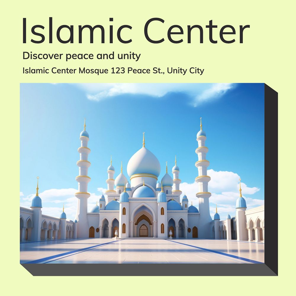 Islamic center Instagram post template, editable text