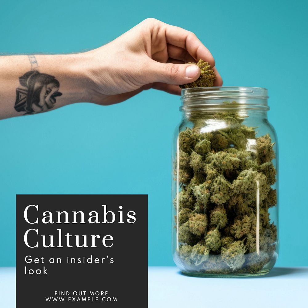 Cannabis culture Instagram post template, editable text