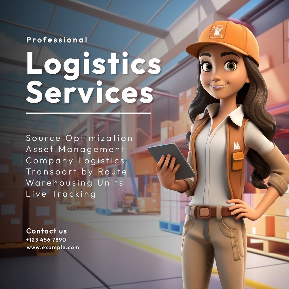 Logistic service Instagram post template, editable text