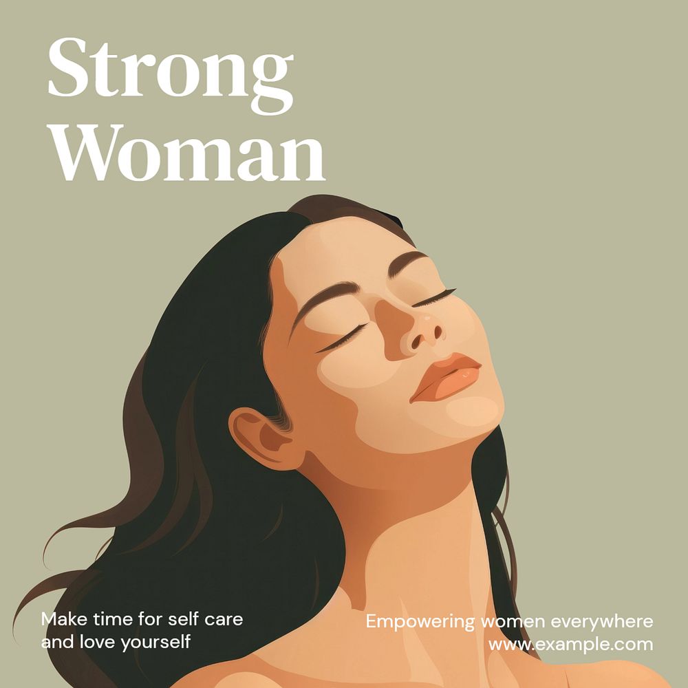 Strong woman Instagram post template, editable text