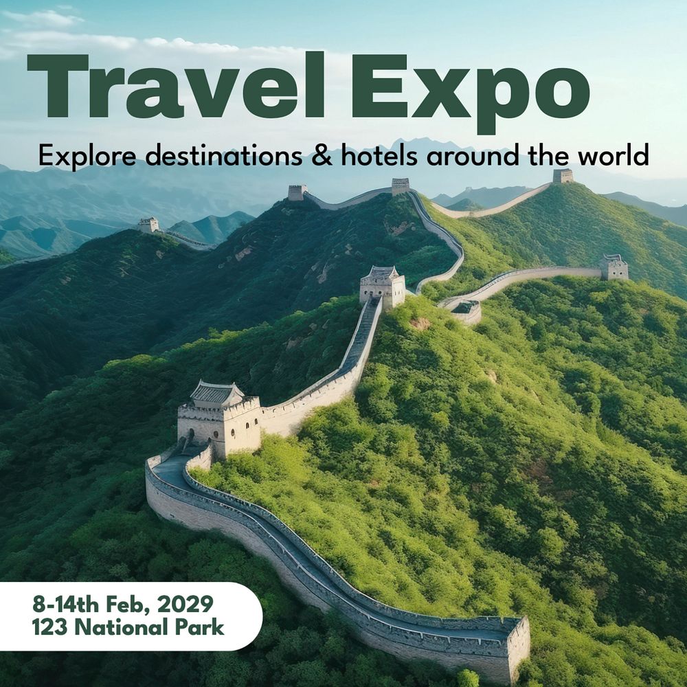 Travel expo Instagram template, editable text and design