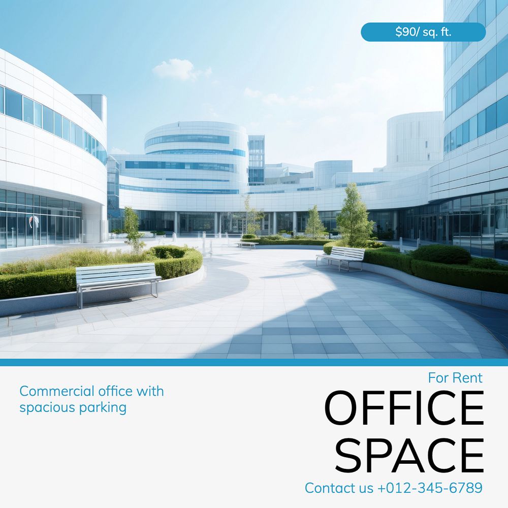 Office space Instagram post template, editable text