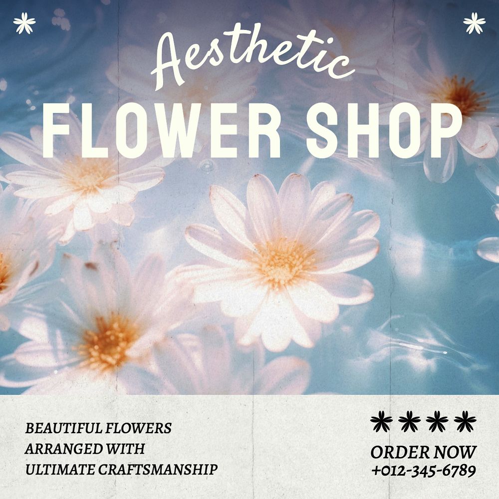 Flower shop Instagram post template, editable text