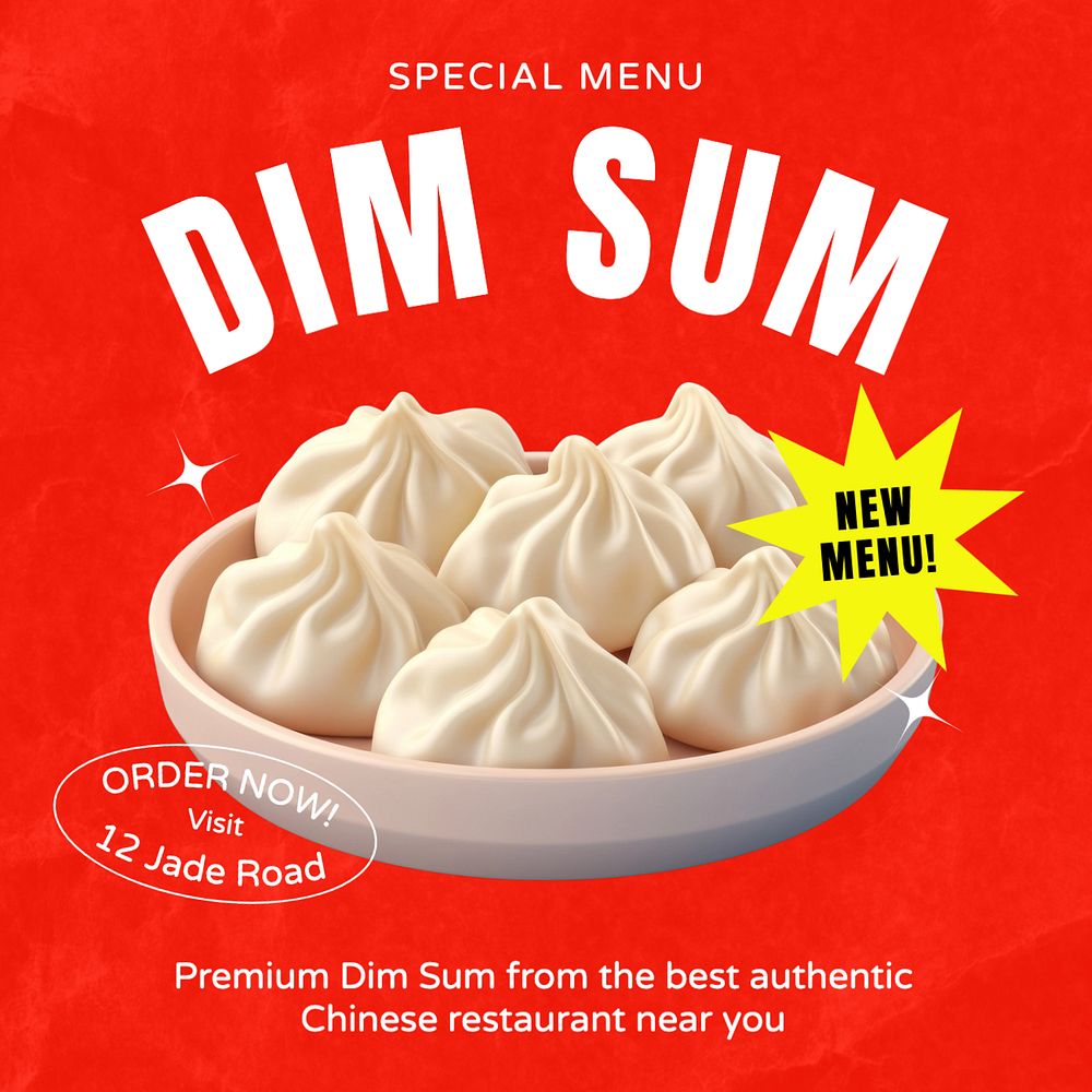 Dim sum Instagram post template, editable text