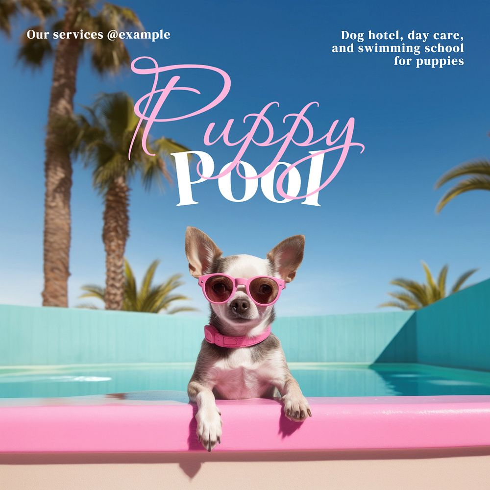 puppy pool Instagram post template, editable text