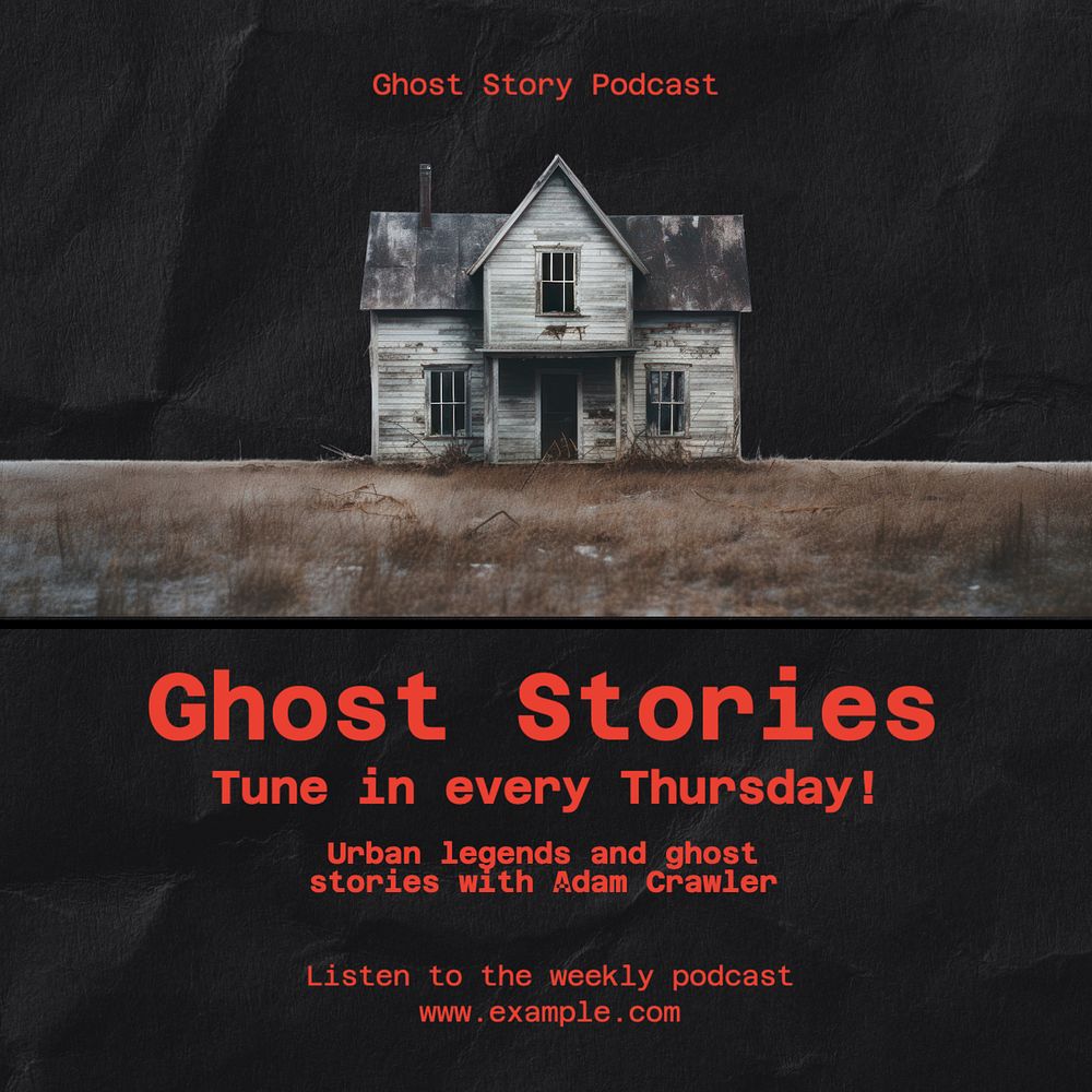 Ghost stories Instagram post template, editable text