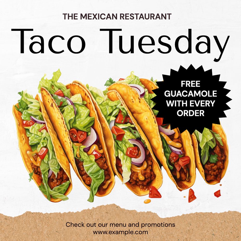 Taco Tuesday Instagram post template, editable text