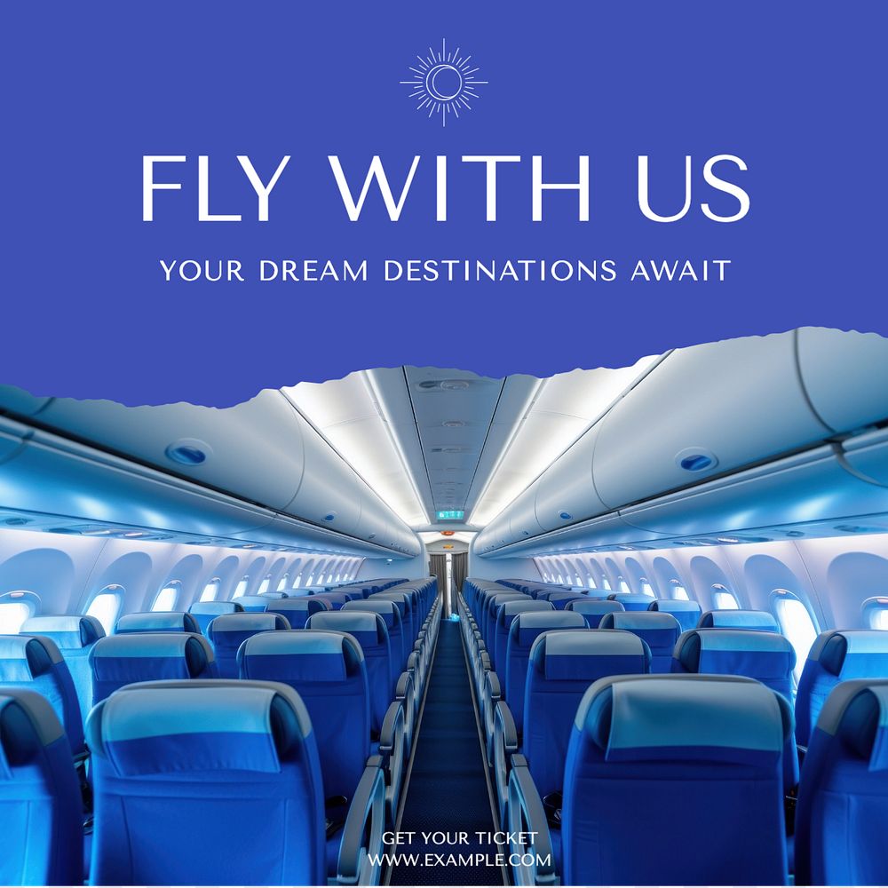 Fly with us Instagram post template, editable text