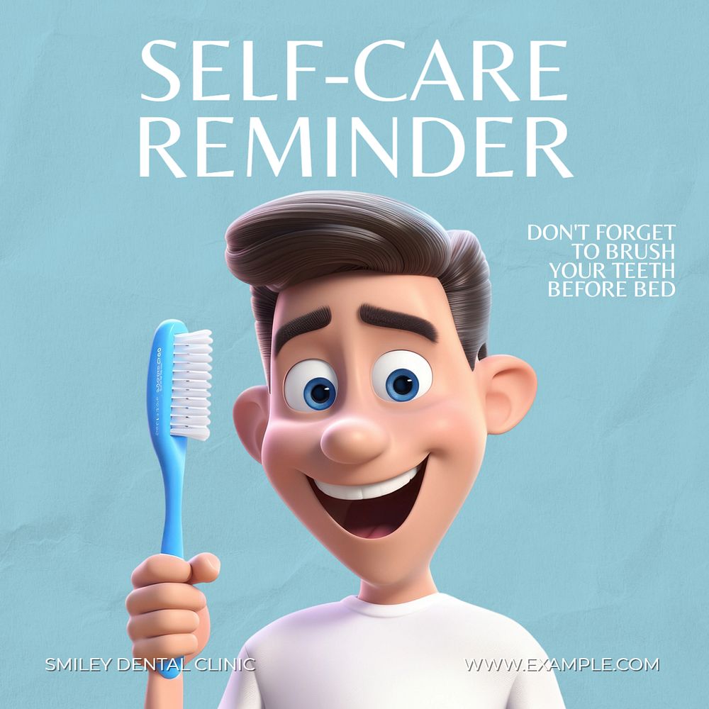 Self-care reminder Instagram post template, editable text