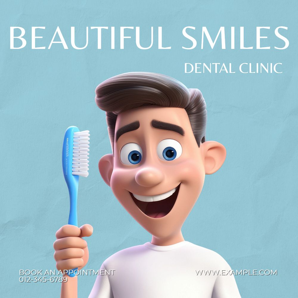 Dental clinic Instagram post template, editable text