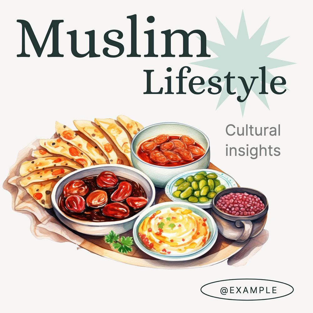 Muslim lifestyle Instagram post template, editable text