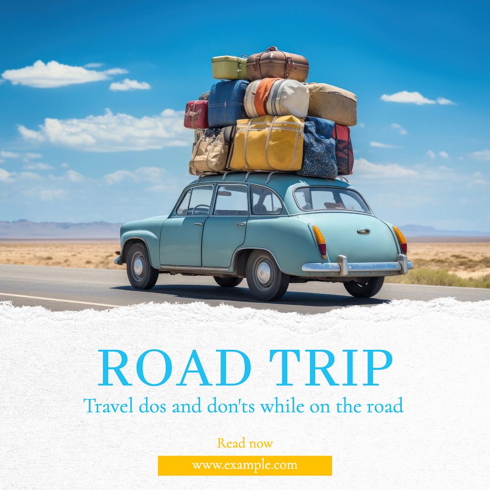 Road trip Instagram post template, editable text