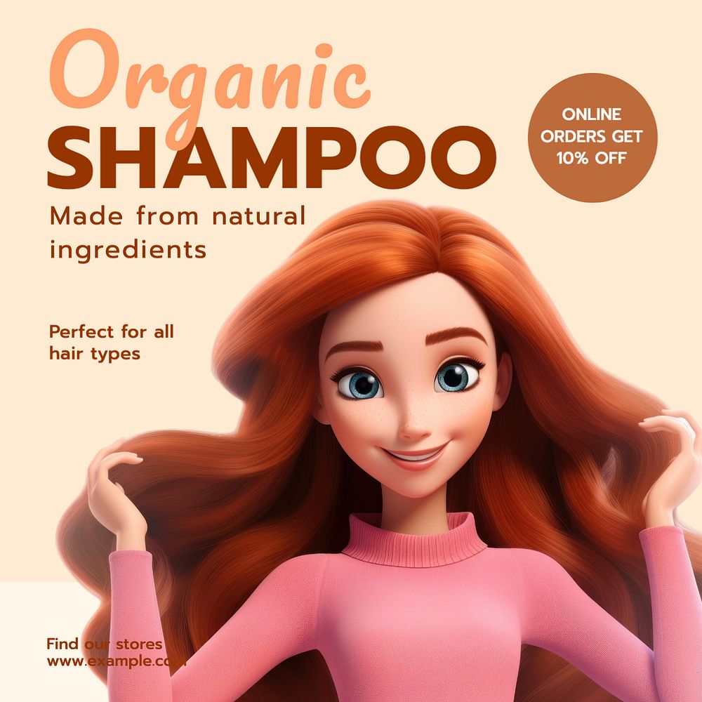 Organic, natural shampoo Instagram post template, editable text