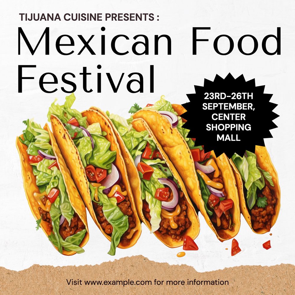 Mexican food festival Instagram post template, editable text