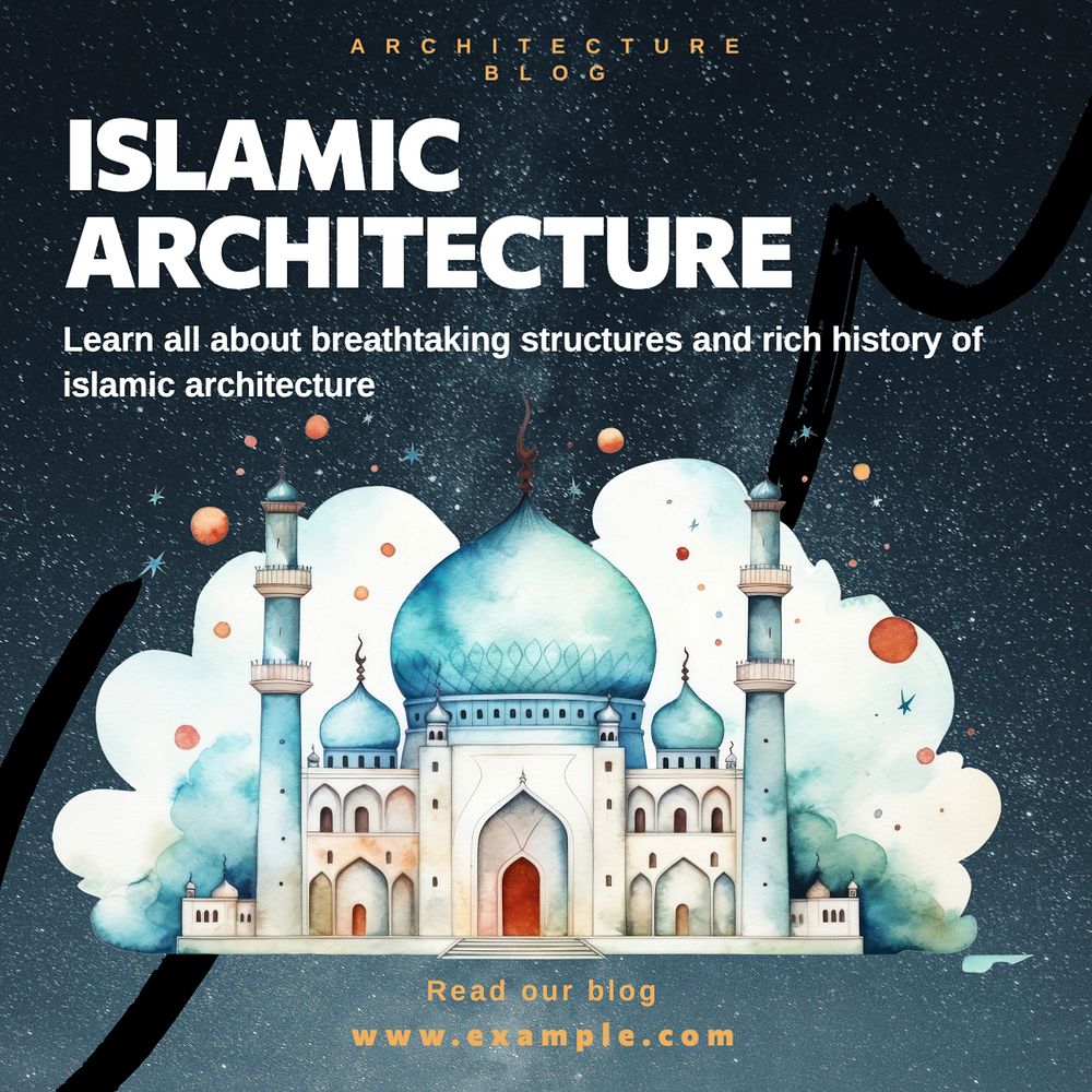 Islamic architecture Instagram post template, editable text