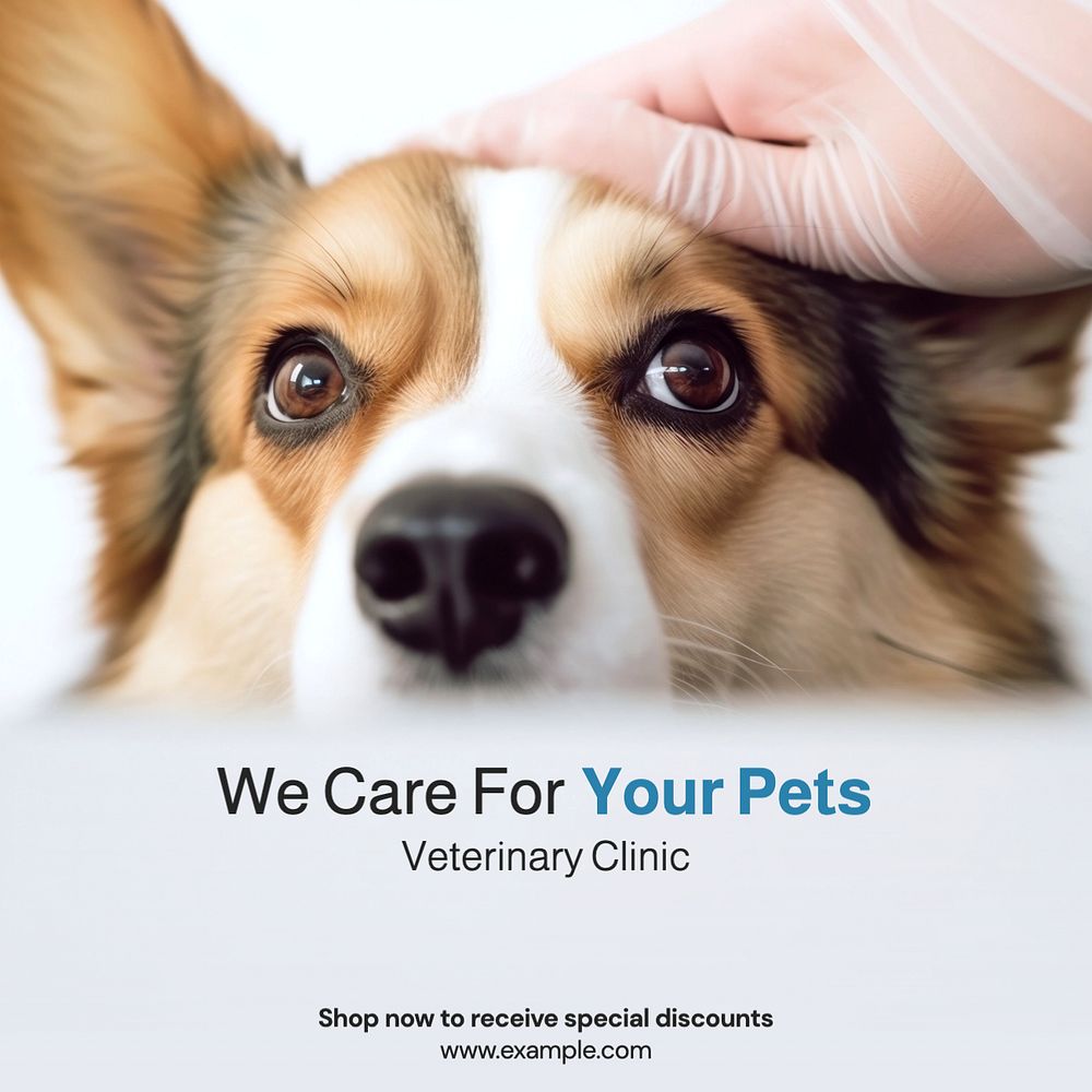 Pet Veterinary Instagram post template, editable text