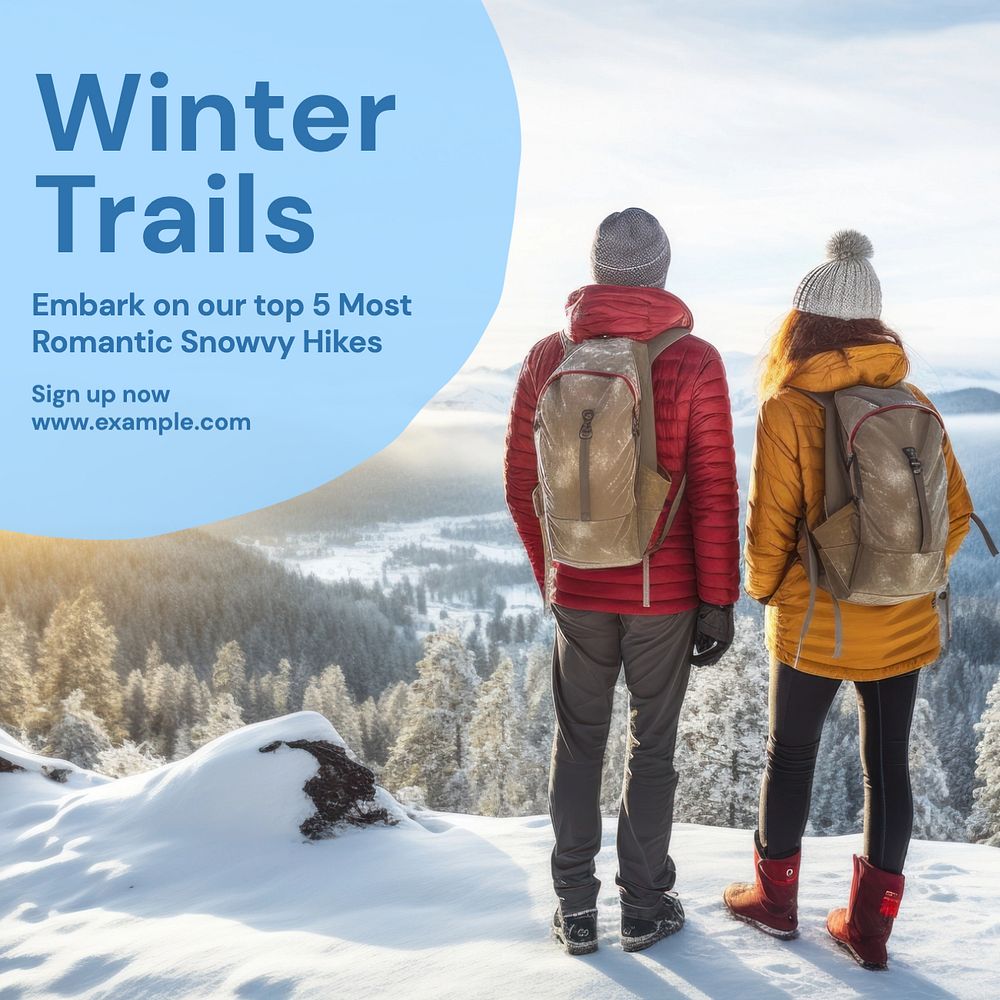 Winter trails Instagram post template, editable text