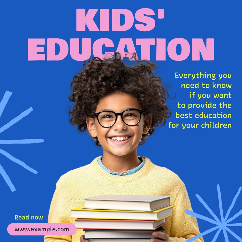 Kids education Instagram post template, editable text