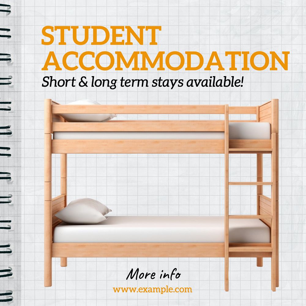 Student accommodation Instagram post template, editable text