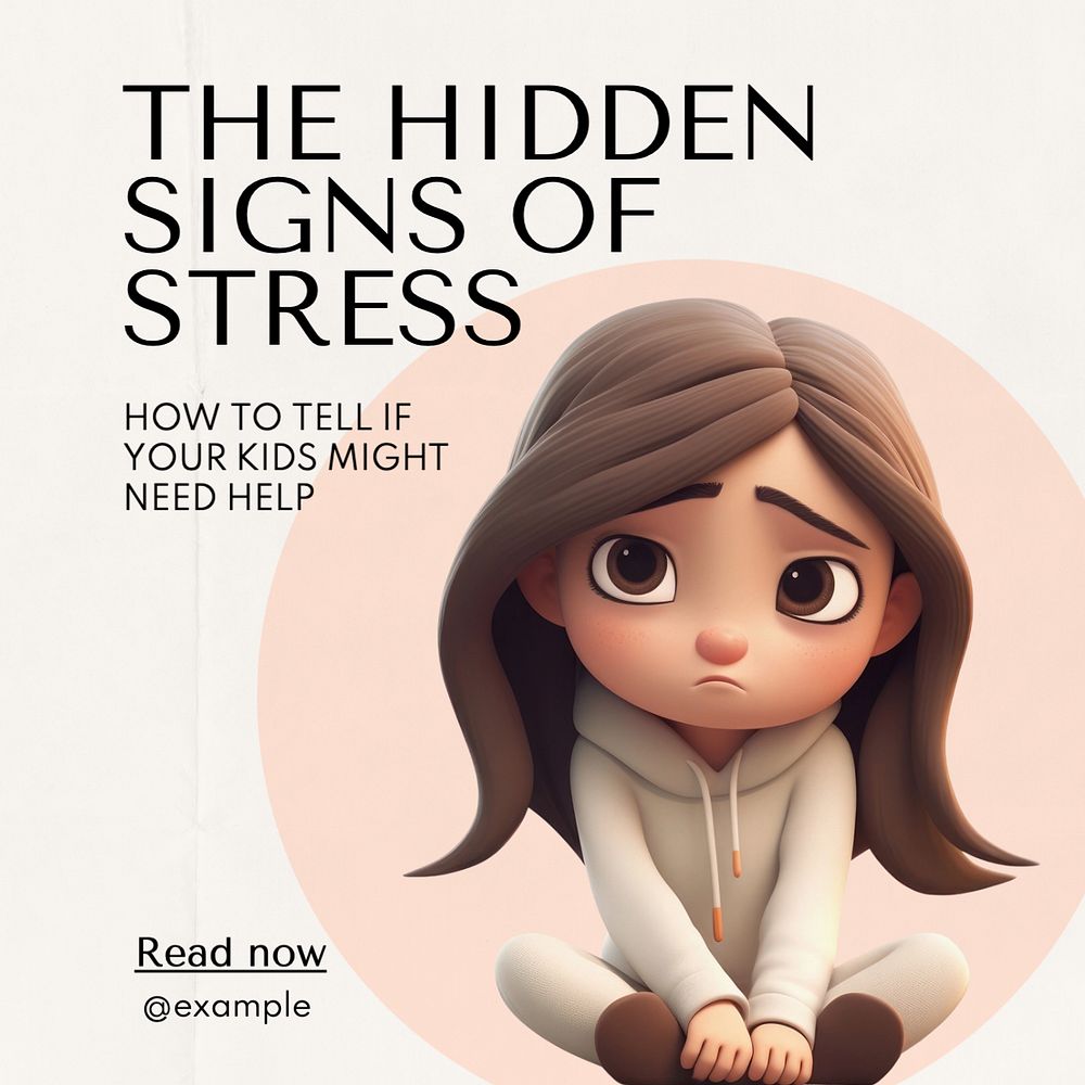 Signs of stress Instagram post template, editable text