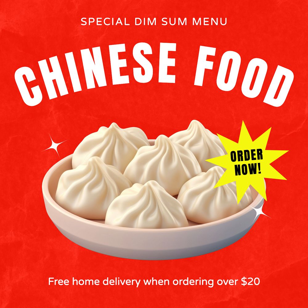 Chinese food Instagram post template, editable text