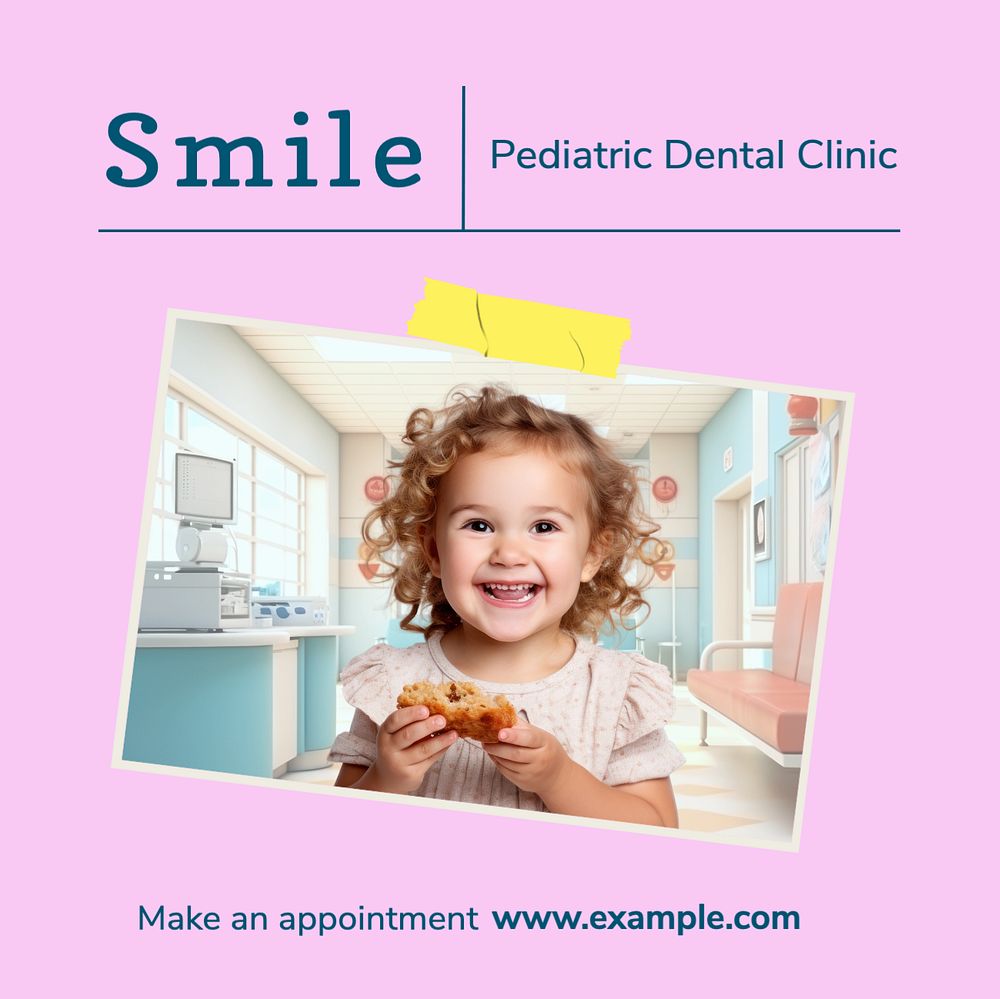 Smile, dentist Instagram post template, editable text