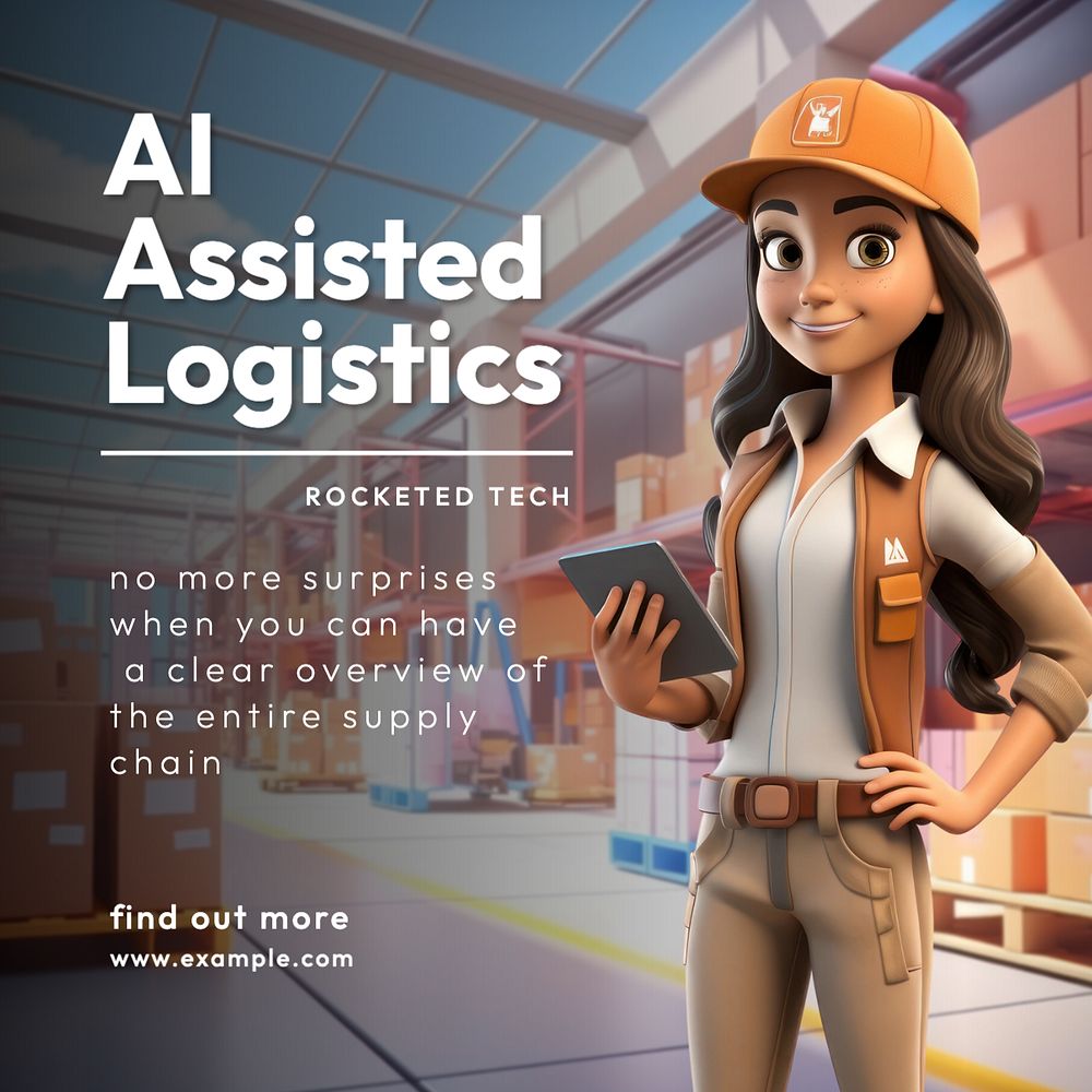 AI logistics Instagram post template, editable text