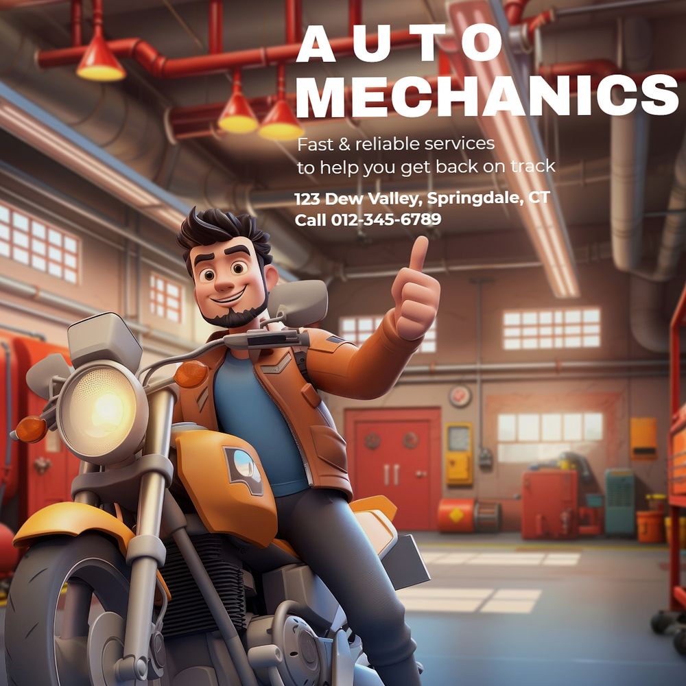 Car mechanics Instagram post template, editable text