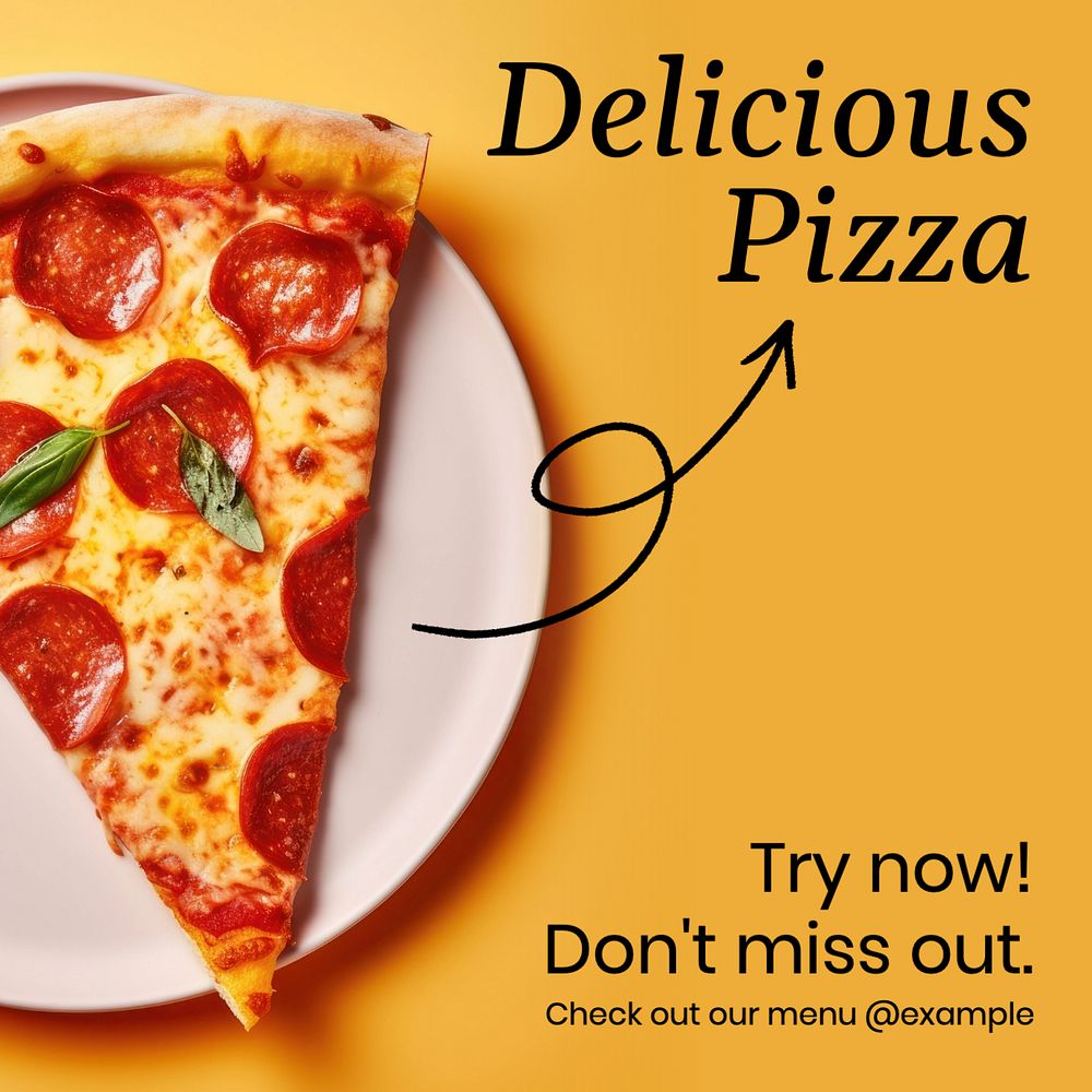 Pizza & restaurant Instagram post template, editable text