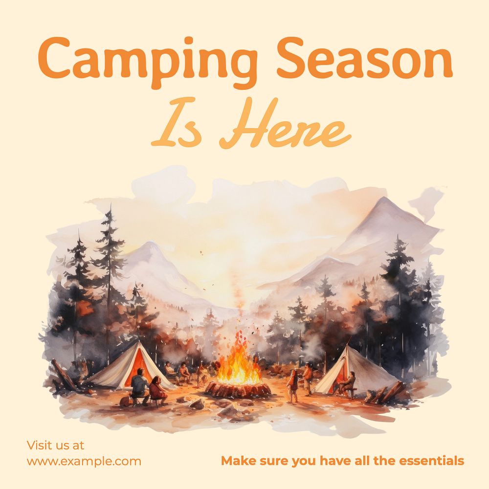 Camping Instagram post template, editable text