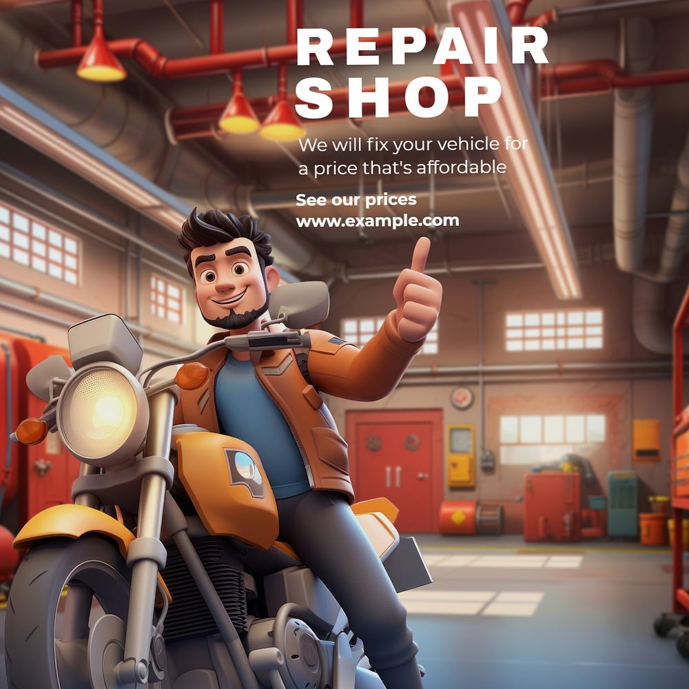 Repair shop Instagram post template, editable text