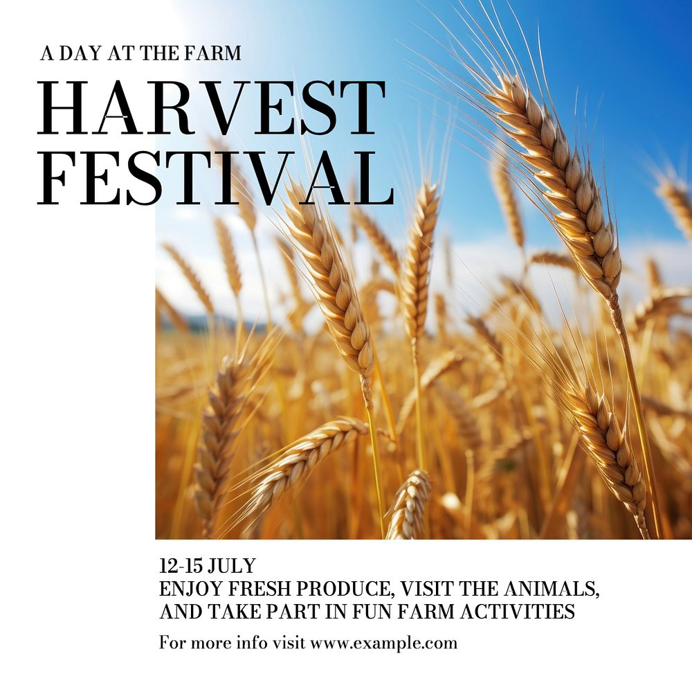 Harvest festival Instagram post template, editable text