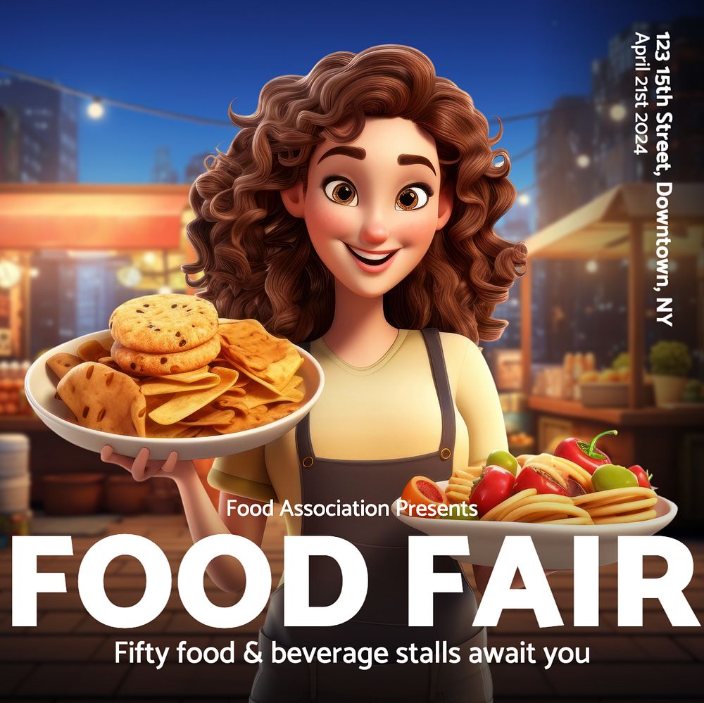 Food fair Instagram post template, editable text