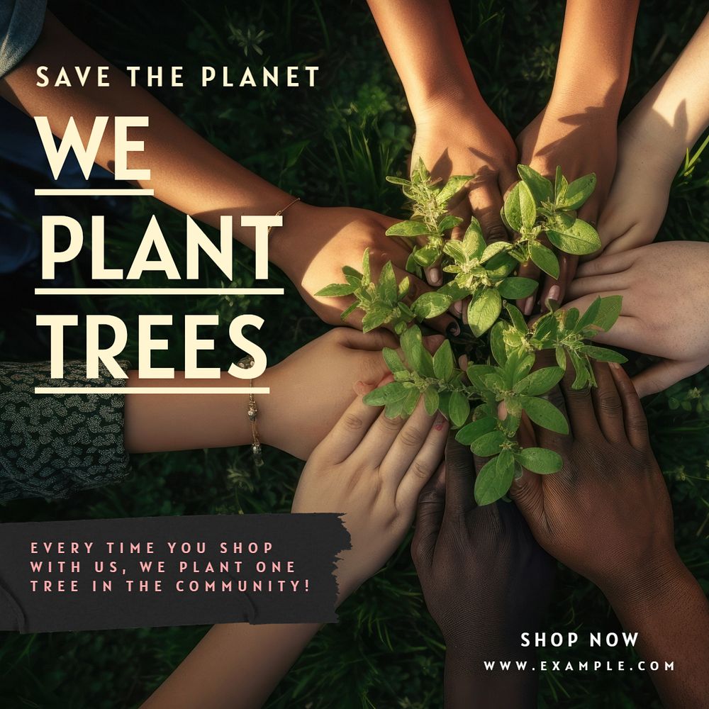 Plant a tree Instagram post template, editable text