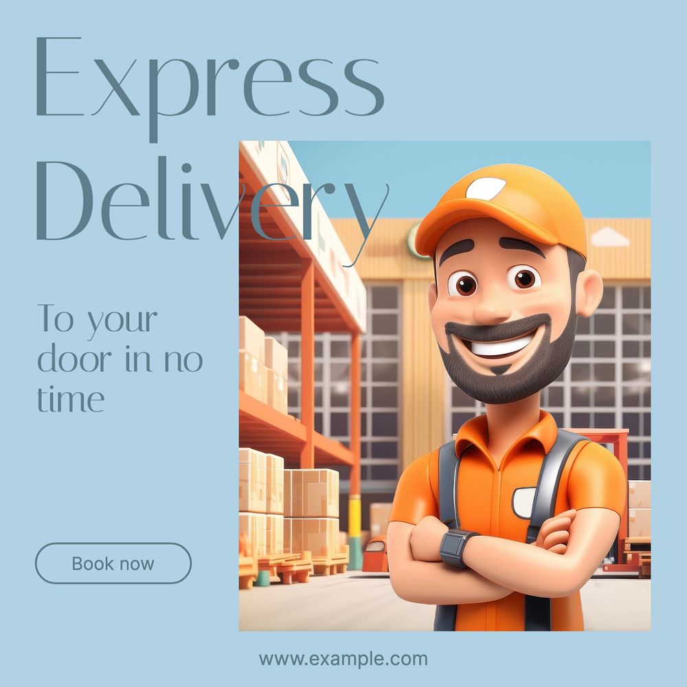 Express delivery Instagram post template, editable text