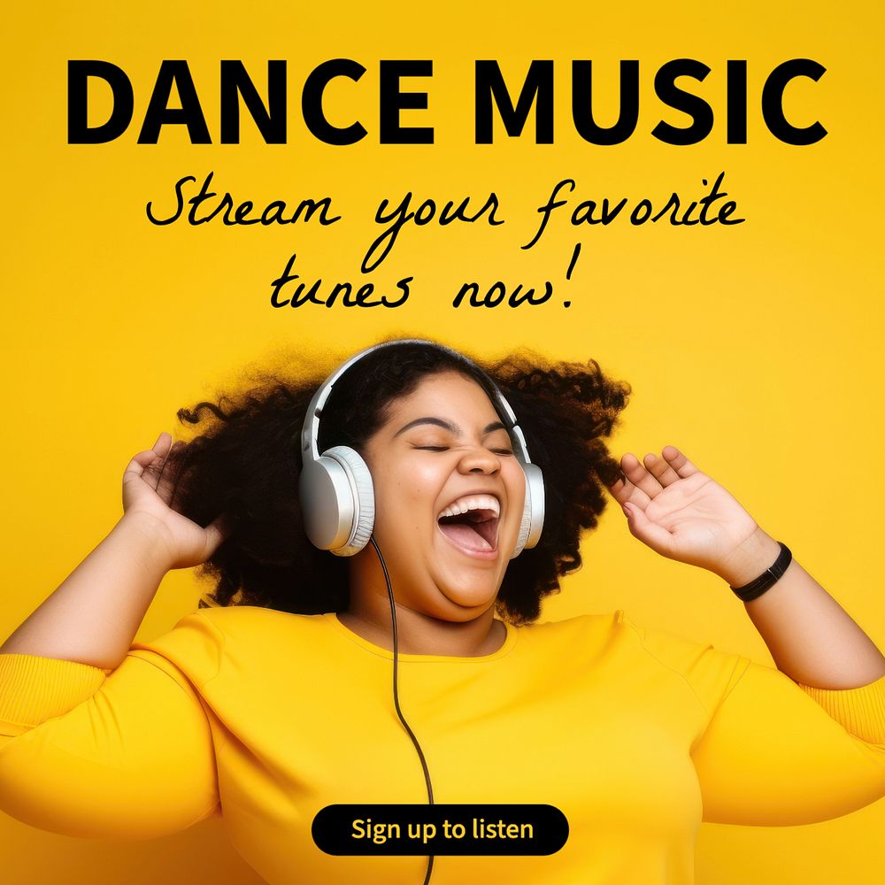 Dance music Instagram post template, editable text