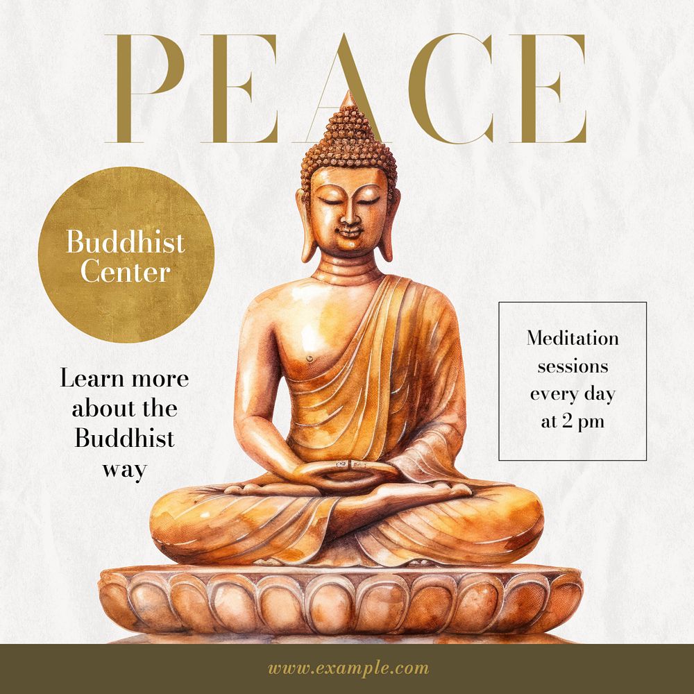 Buddhist center Instagram post template, editable text