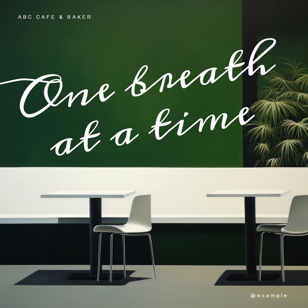 One breath at a time Instagram post template, editable text