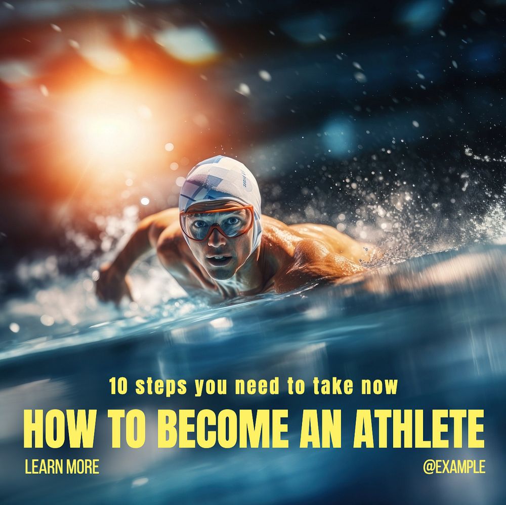 Become an athlete Instagram post template, editable text