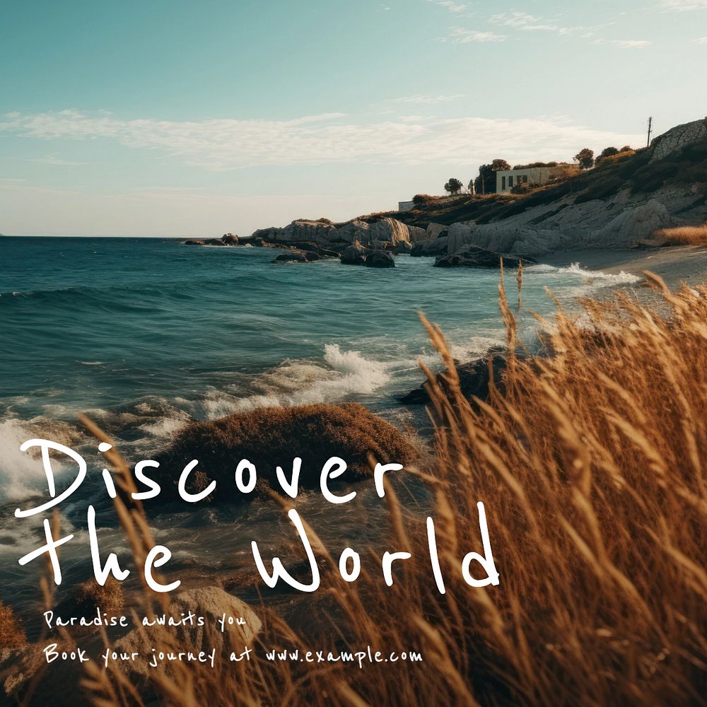 Discover the world Instagram post template, editable text